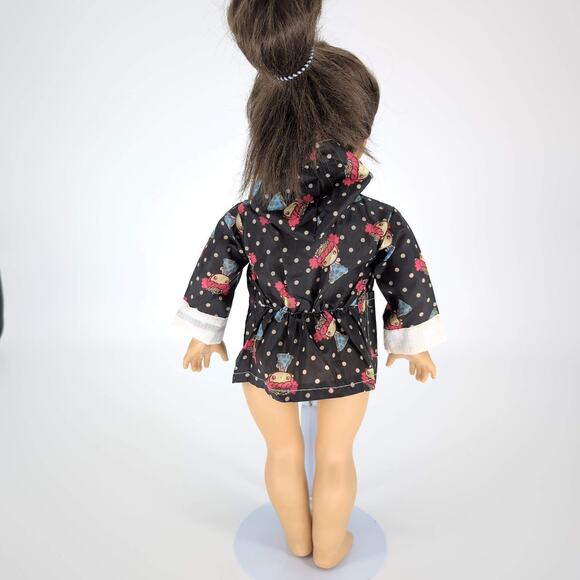Unbranded Black & White Polka Dot Raincoat Rain Jacket / Mac for 18" Dolls - GUC - Picture 3 of 9